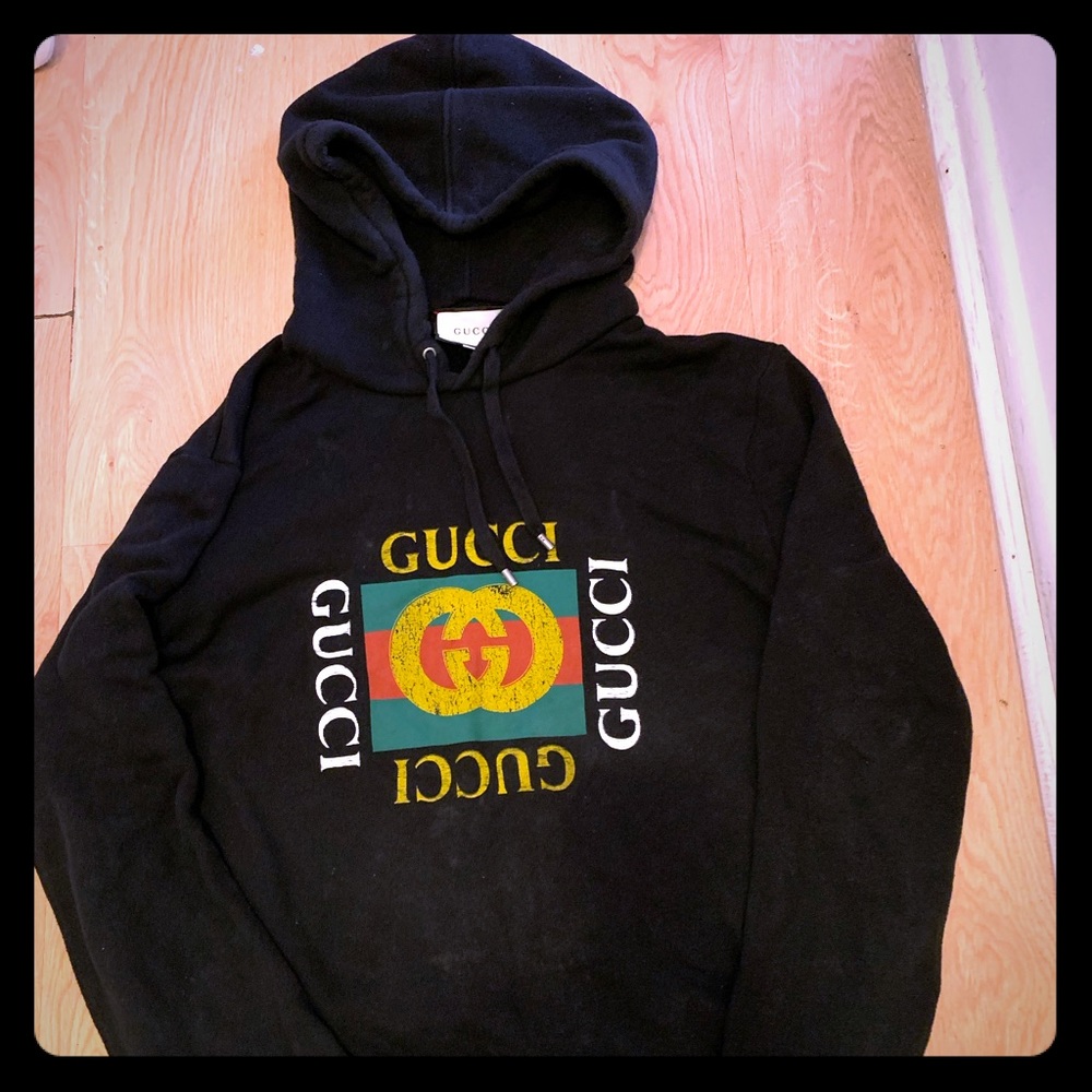 Oversize Sweatshirt Hoodie with Gucci logo SIZE L
